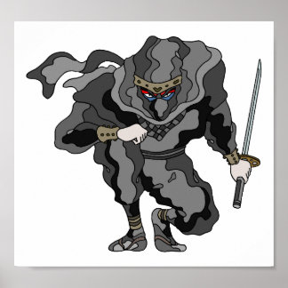 Affiche Ombre se cachant dans les ténèbres. Ninja cybernét