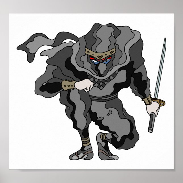 Affiche Ombre se cachant dans les ténèbres. Ninja cybernét (Devant)