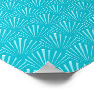 Affiche Ombres de Coquillages sur Fond Bleu Pastel avec Li
