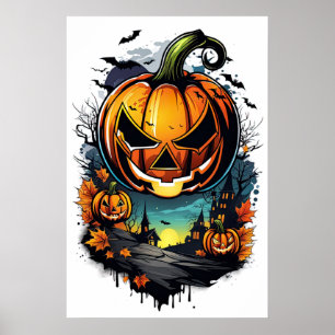 Affiche Ombres de Haunt, Citrouille effrayant