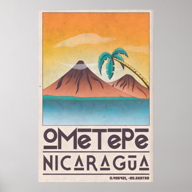 Affiche Ometepe Nicaragua Vintage Art de voyage av (Devant)