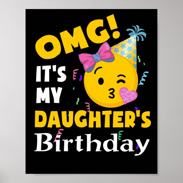 Affiche OMG C'est l'anniversaire de ma fille Emoji Anniver (Devant)