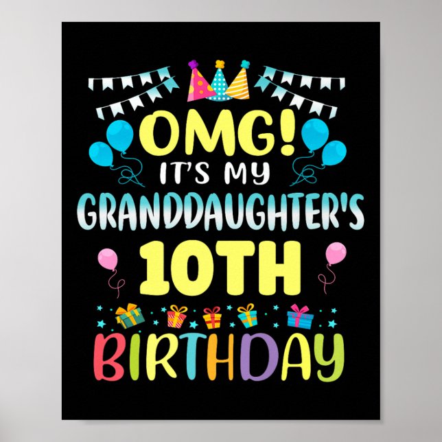 Affiche Omg Its My Granddaughters 10th Birthday Sweet 10 Y (Devant)