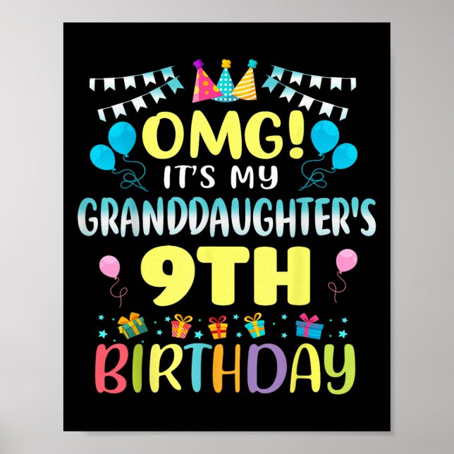 Affiche Omg Its My Granddaughters 9th Birthday Sweet 9 Yea (Devant)
