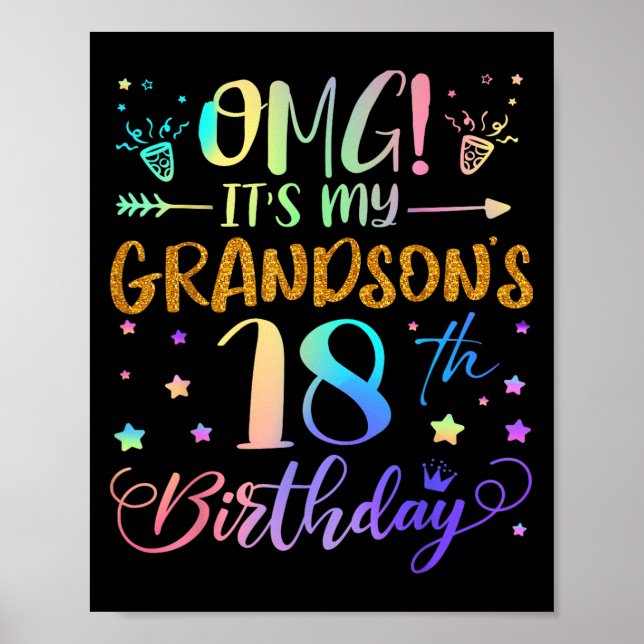 Affiche Omg Its My Grandsons 18th Birthday Sweet 18 Years  (Devant)