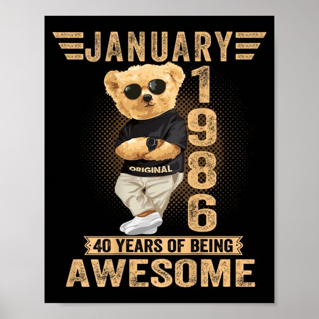 Affiche (on Back) January 40th Birthday Men Women 1986 Ted (Devant)