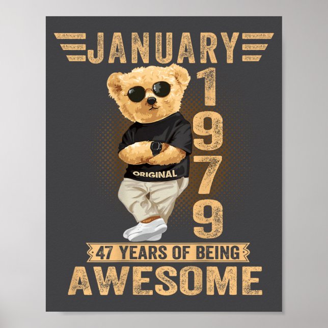 Affiche (on Back) January 47th Birthday Men Women 1979 Ted (Devant)