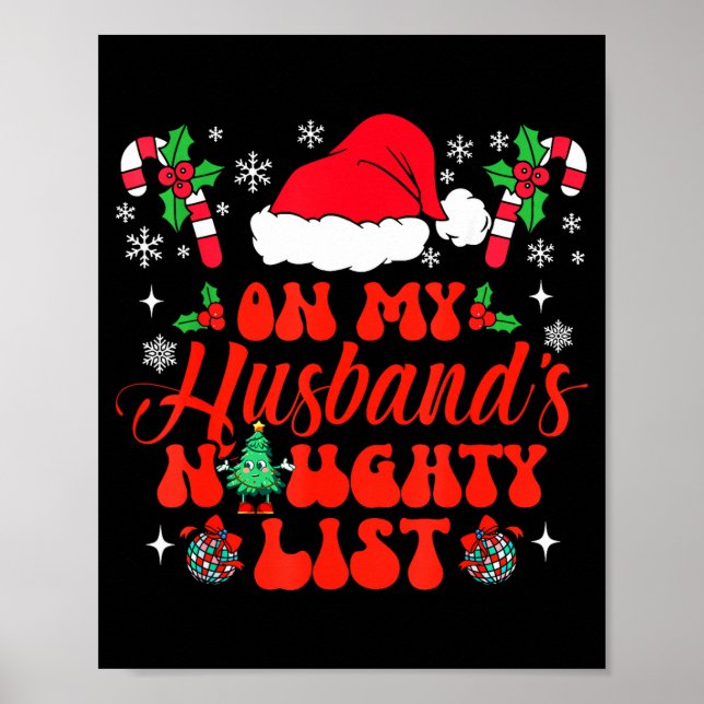 Affiche On My Husband's Naughty List Funny Husband Christm (Devant)