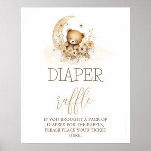 Affiche On peut attendre baby shower Diaper Raffle signe