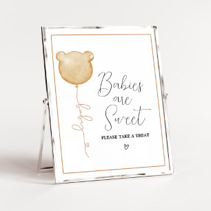Affiche On peut attendre Brown Ballons Les bébés sont doux