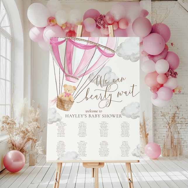 Affiche On Peut Attendre De Façon Rapide Baby shower Rose (Créateur téléchargé)