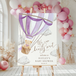 Affiche On peut attendre le Baby shower de ballon à air ch