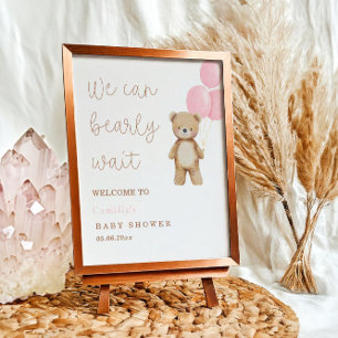 Affiche On peut attendre le Baby shower des ballons d'ours