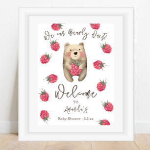 Affiche On peut attendre le Baby shower Ours et baies