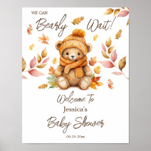 Affiche On peut attendre le Baby shower rose