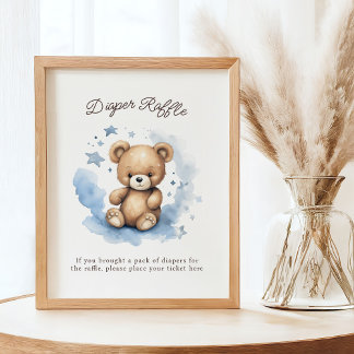 Affiche On peut attendre Pastel Blue Diaper Raffle