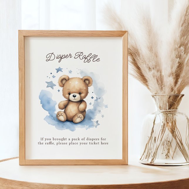 Affiche On peut attendre Pastel Blue Diaper Raffle (Créateur téléchargé)
