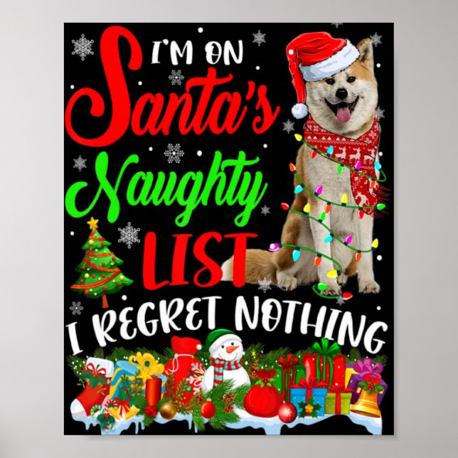 Affiche On Santas Naughty List Xmas Shiba Inu  (Devant)