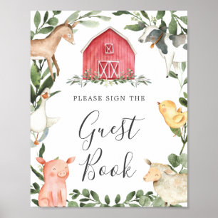Affiche On The Farm Baby Shower Guestbook Sign