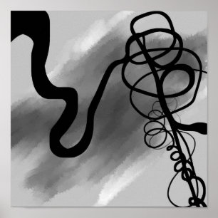 Affiche On the Grid: Abstract Black and Gray