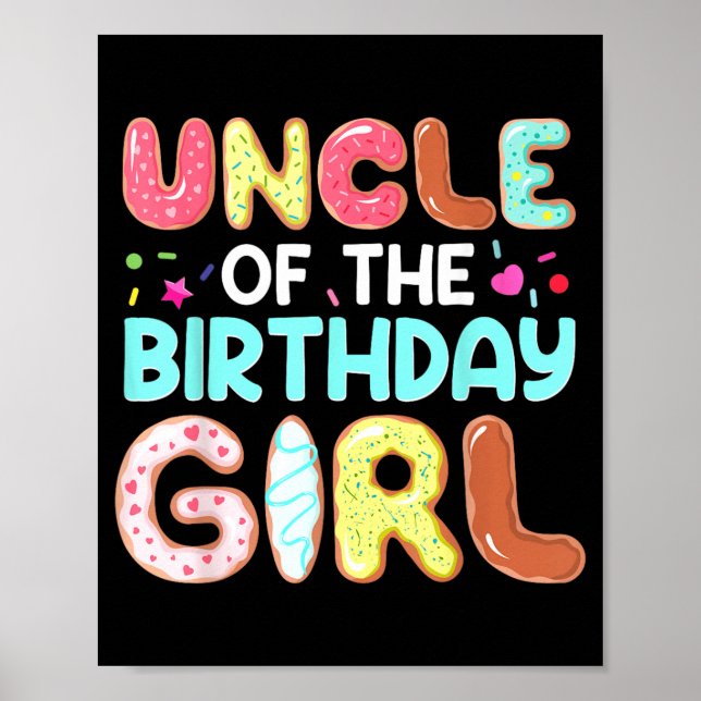 Affiche Oncle branché de la fille d'anniversaire Mignonne  (Devant)
