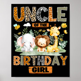 Affiche Oncle de la fille qui fête son anniversaire safari