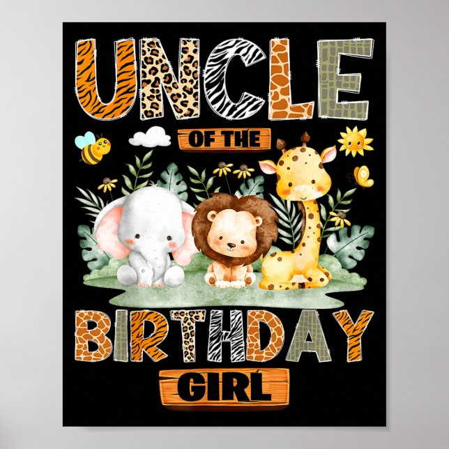 Affiche Oncle de la fille qui fête son anniversaire safari (Devant)