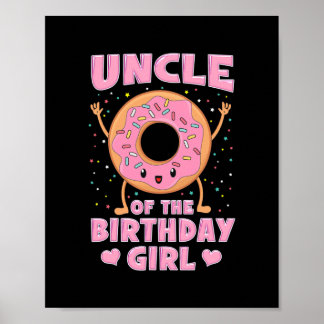 Affiche Oncle De L'Anniversaire Fille Donut Rose Doughnut