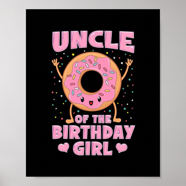Affiche Oncle De L'Anniversaire Fille Donut Rose Doughnut (Devant)