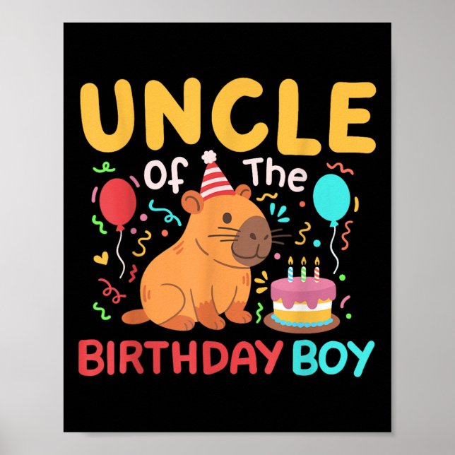 Affiche Oncle De L'Anniversaire Garçon Cute Capybara Enfan (Devant)