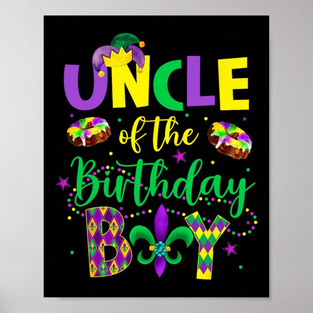 Affiche Oncle Du Garçon Anniversaire Chemise Mardi Gras On (Devant)