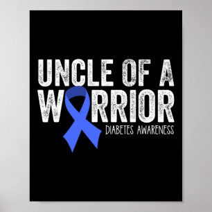 Affiche Oncle d'un guerrier T1d enfant diabétique ruban bl