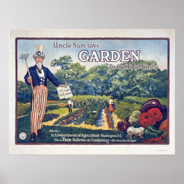 Affiche Oncle Sam dit - jardin pour réduire les coûts de n (Devant)