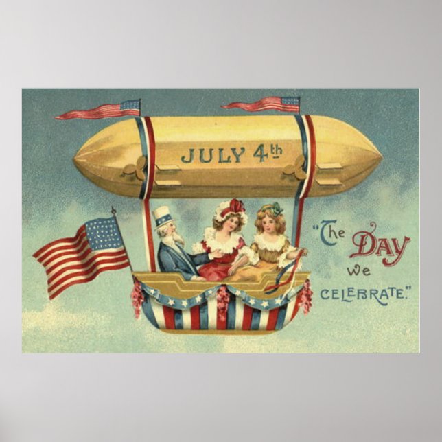 Affiche Oncle Sam Drapeau US Zeppelin Air Balloon (Devant)