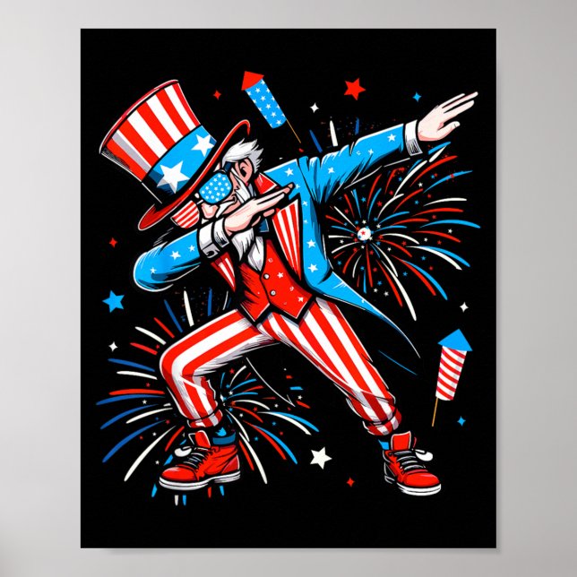 Affiche Oncle Sam faisant le dab le jour de l'indépendance (Devant)