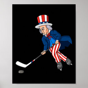 Affiche Oncle Sam Hockey 4 juillet Patriotique Garçons T