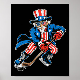 Affiche Oncle Sam Hockey Drapeau Américain Usa Sport 4 Jui