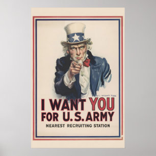 Affiche Oncle Sam, je vous veux 1917 Campagne de recruteme