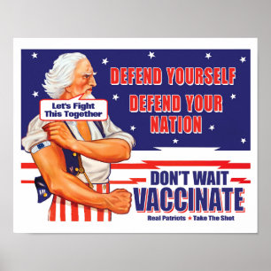 Affiche Oncle Sam Rétro Vaccinez Ajoutez Votre Propre Slog