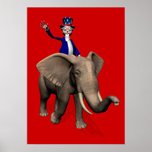 Affiche Oncle Sam Riding On Elephant