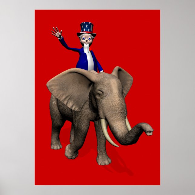 Affiche Oncle Sam Riding On Elephant (Devant)