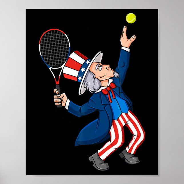 Affiche Oncle Sam Tennis 4 juillet Patriotic Boys Girls (Devant)