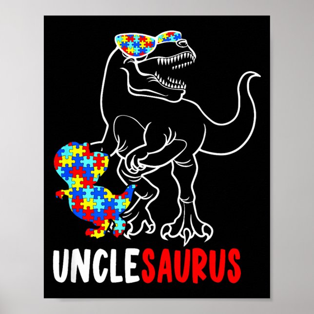 Affiche Oncle T Rex Dinosaure Autisme Sensibilisation Oncl (Devant)