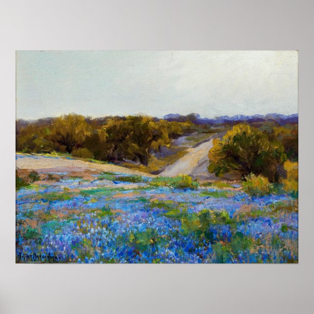 Affiche Onderdonk - Bluebonnets à la fin de l'après-midi (Devant)