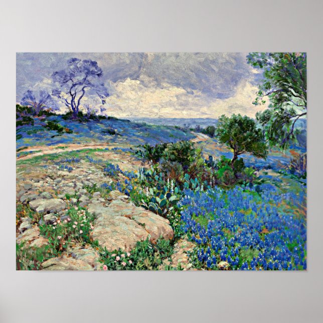 Affiche Onderdonk - Paysage du Texas avec Bluebonnets (Devant)