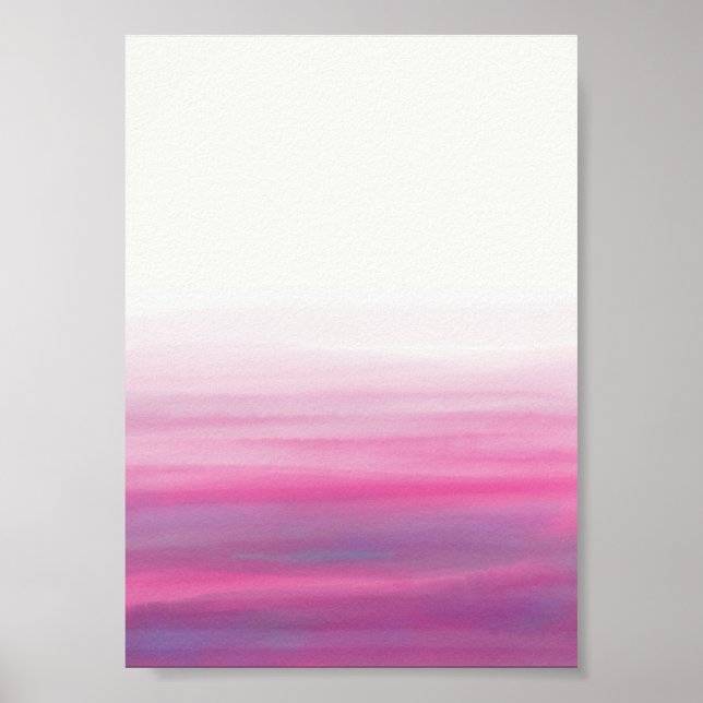 Affiche Ondes Aquarelle rose violet (Devant)