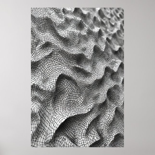 Affiche Ondes de mosaïque sculpturale : un carrelage géomé (Devant)