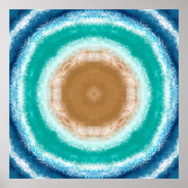 Affiche Ondes d'océan rondes Turquoise et Turquoise (Devant)