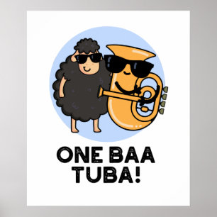 Affiche One Baa Tuba Funny Music Sheep Pun