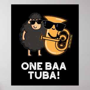 Affiche One Baa Tuba Funny Music Sheep Pun Dark BG